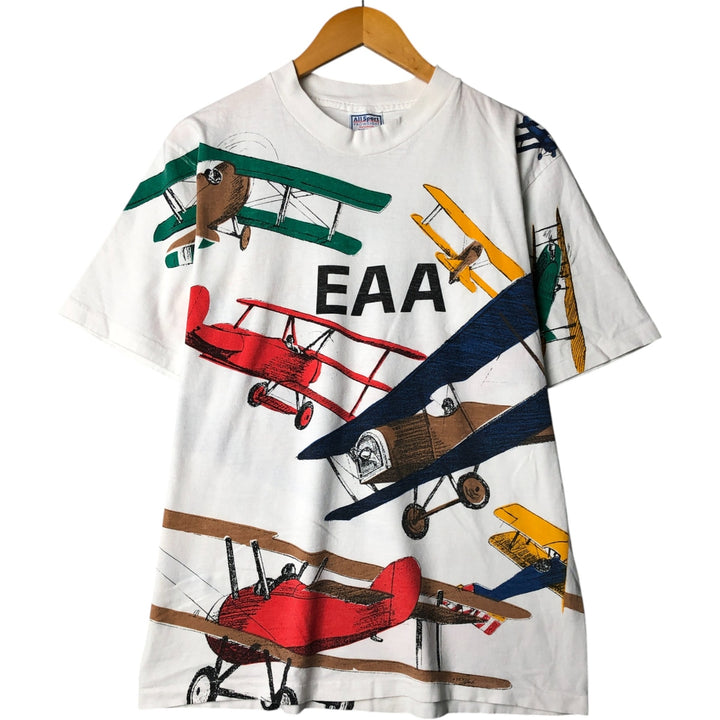 90'S All Sport EAA All-Over Print T-Shirt, Made in USA, Men's Size L, Vintage cotton white type Vintage Second Hand