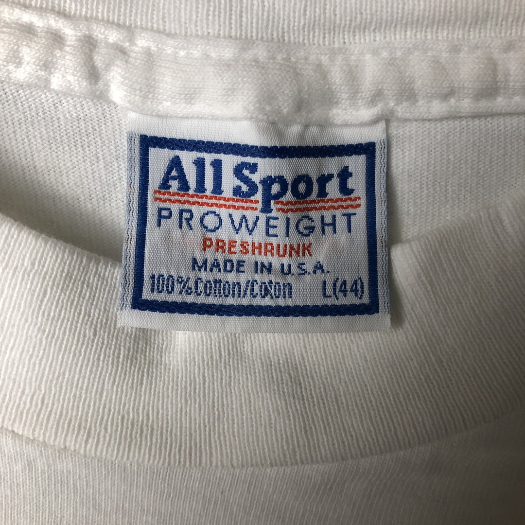 90'S All Sport EAA All-Over Print T-Shirt, Made in USA, Men's Size L, Vintage cotton white type Vintage Second Hand