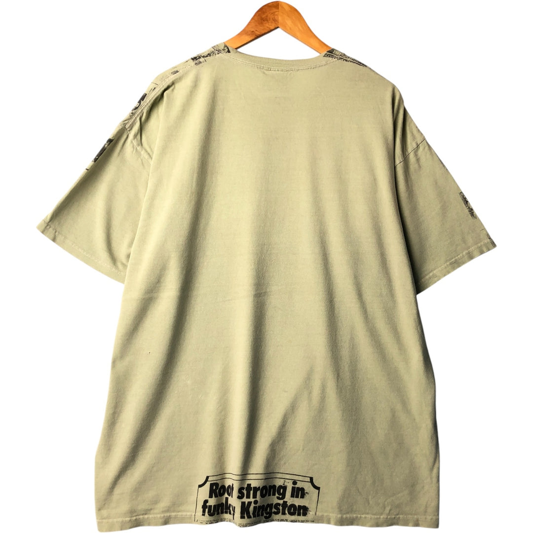 listen clothing Large print T-shirt Made in USA Men's XL size cotton Khaki type sage green Vintage Second Hand