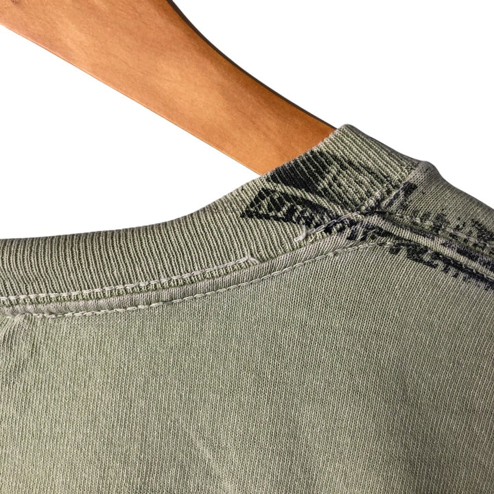 listen clothing Large print T-shirt Made in USA Men's XL size cotton Khaki type sage green Vintage Second Hand