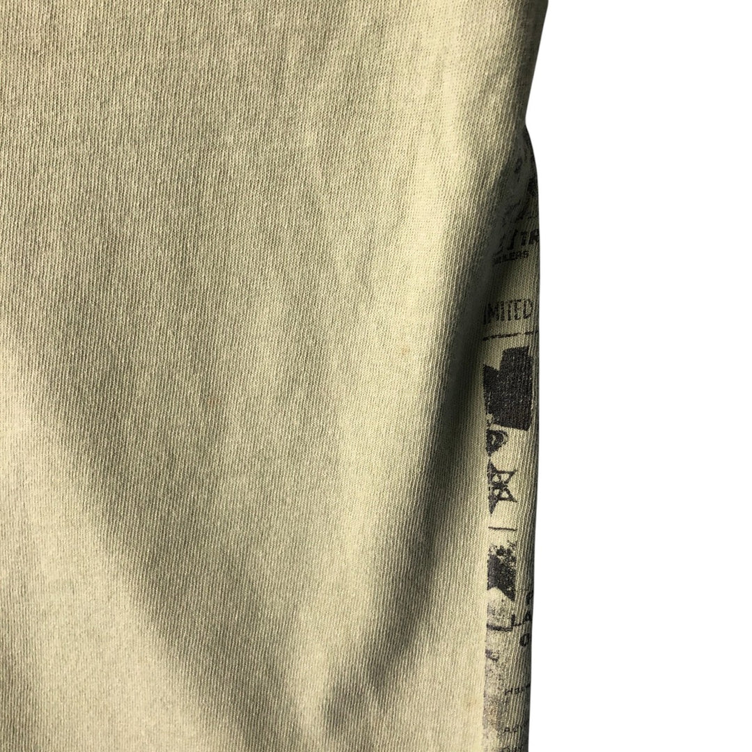 listen clothing Large print T-shirt Made in USA Men's XL size cotton Khaki type sage green Vintage Second Hand