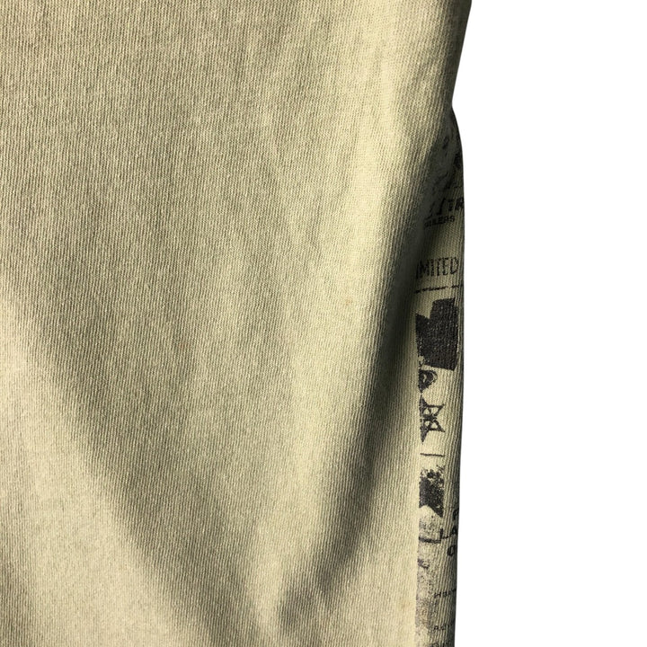 listen clothing Large print T-shirt Made in USA Men's XL size cotton Khaki type sage green Vintage Second Hand