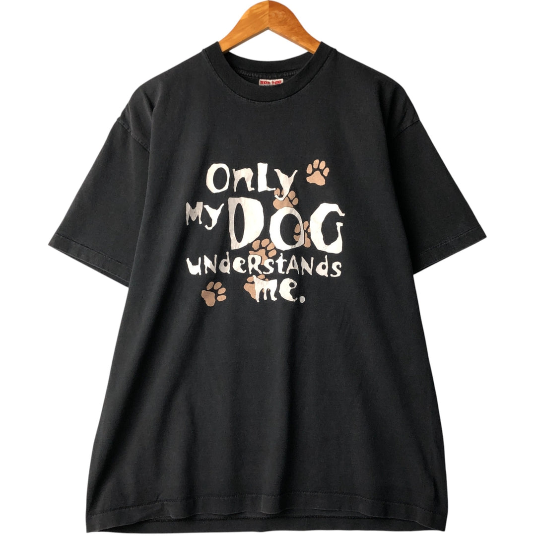90'S SOF TEE Message Print T-shirt Made in USA Men's XL Vintage cotton black type Vintage Second Hand