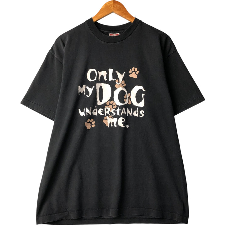 90'S SOF TEE Message Print T-shirt Made in USA Men's XL Vintage cotton black type Vintage Second Hand