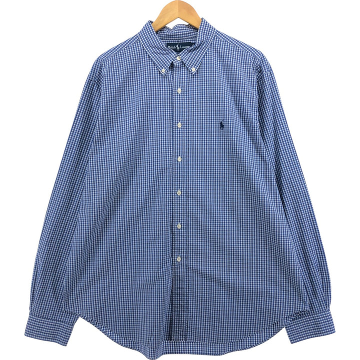 Ralph Lauren Classic Fit Long Sleeve Button Down Check Shirt Men's XL cotton blue type Vintage Second Hand