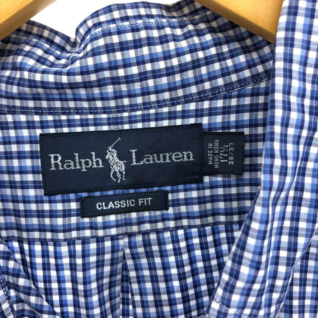 Ralph Lauren Classic Fit Long Sleeve Button Down Check Shirt Men's XL cotton blue type Vintage Second Hand