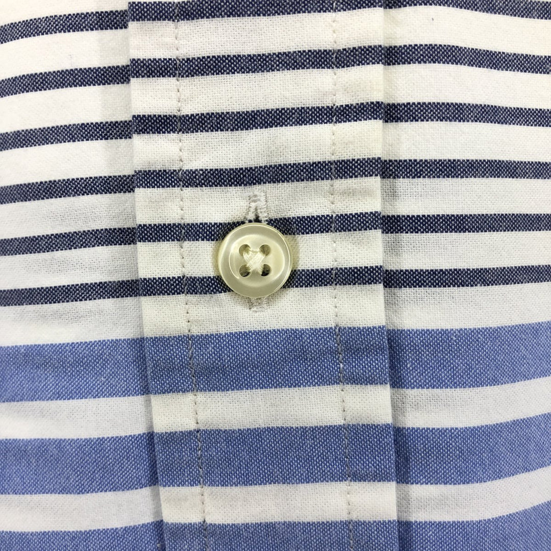 Ralph Lauren Slim Fit Stretch Oxford Striped Pattern Long Sleeve Button Down Shirt Men's Size L cotton white type Vintage Second Hand