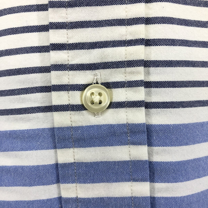 Ralph Lauren Slim Fit Stretch Oxford Striped Pattern Long Sleeve Button Down Shirt Men's Size L cotton white type Vintage Second Hand