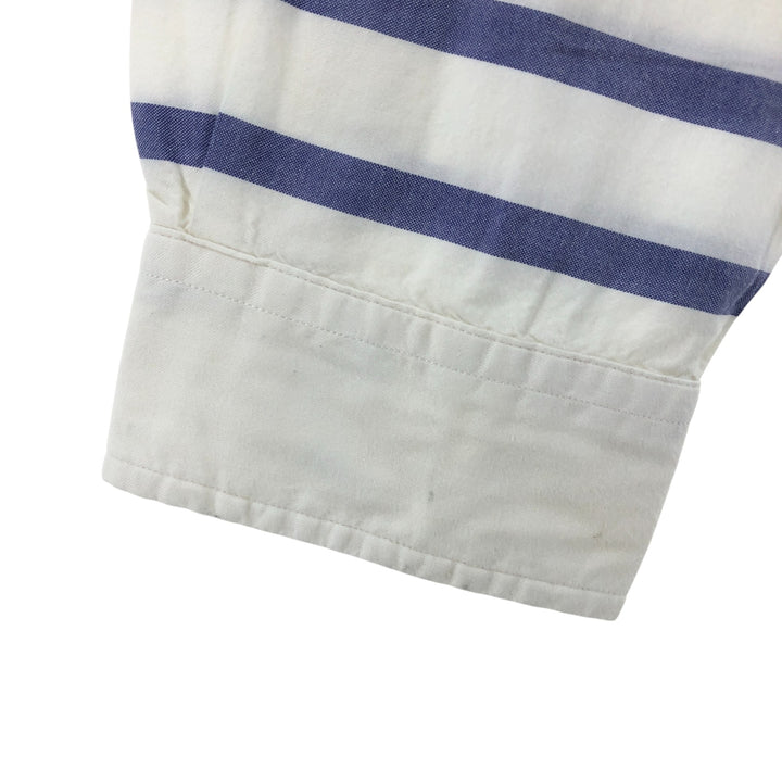 Ralph Lauren Slim Fit Stretch Oxford Striped Pattern Long Sleeve Button Down Shirt Men's Size L cotton white type Vintage Second Hand