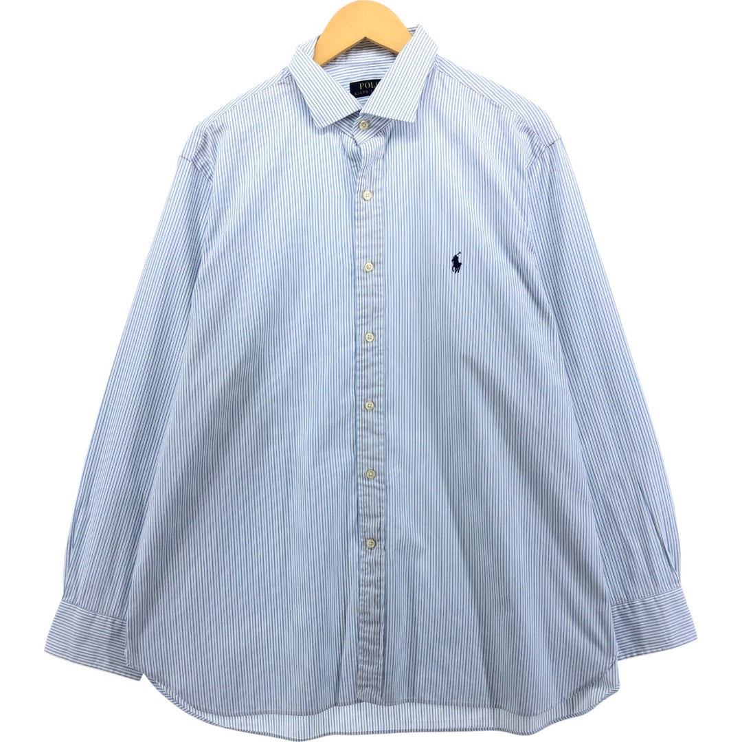 Ralph Lauren POLO RALPH LAUREN Long Sleeve Striped Shirt Men's XL cotton blue type Vintage Second Hand