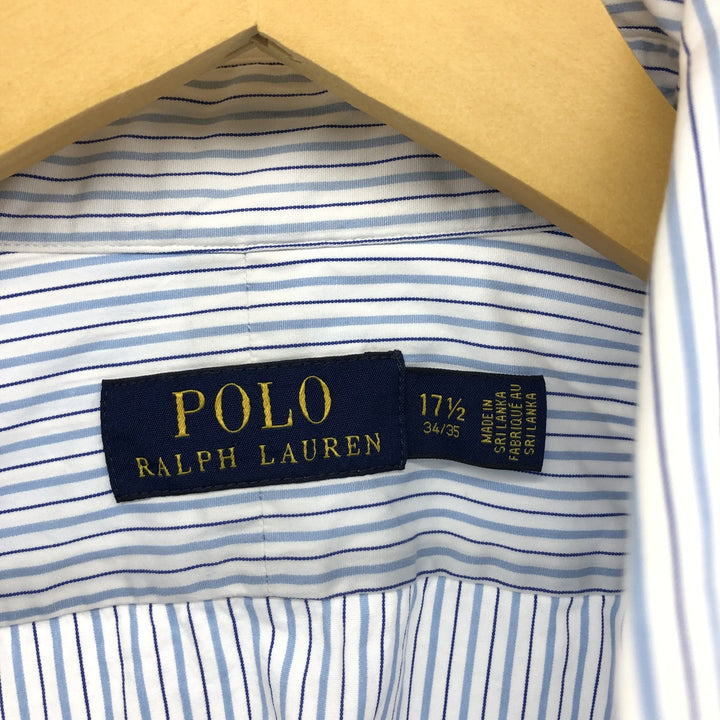 Ralph Lauren POLO RALPH LAUREN Long Sleeve Striped Shirt Men's XL cotton blue type Vintage Second Hand