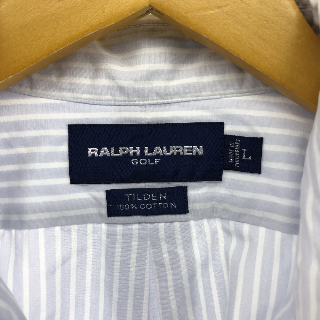 Ralph Lauren RALPH LAUREN GOLF TILDEN Long Sleeve Button Down Striped Shirt Men's L cotton Blue type light blue Vintage Second Hand