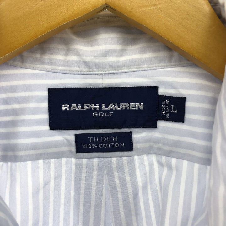 Ralph Lauren RALPH LAUREN GOLF TILDEN Long Sleeve Button Down Striped Shirt Men's L cotton Blue type light blue Vintage Second Hand
