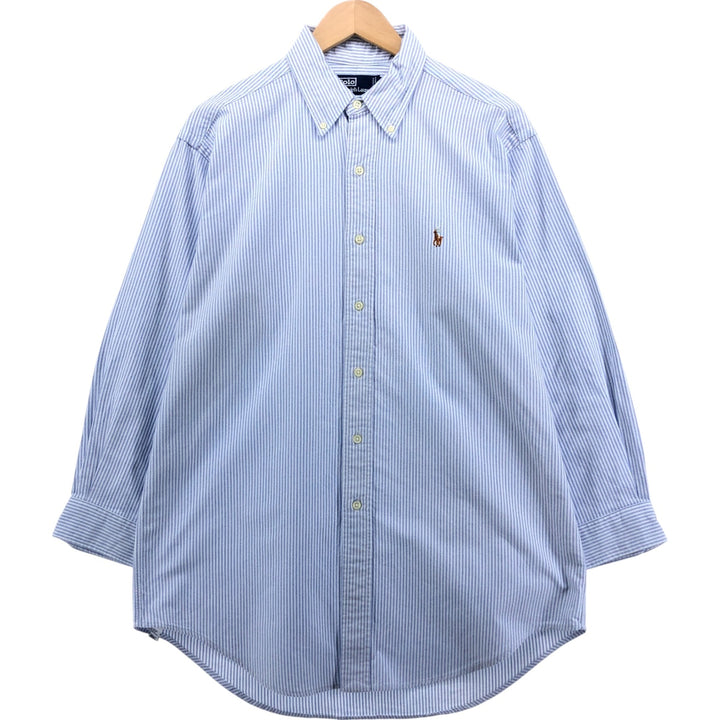 Ralph Lauren POLO by Ralph Lauren Long Sleeve Button-Down Striped Shirt Made in Canada Men's L cotton Blue type light blue Vintage Second Hand