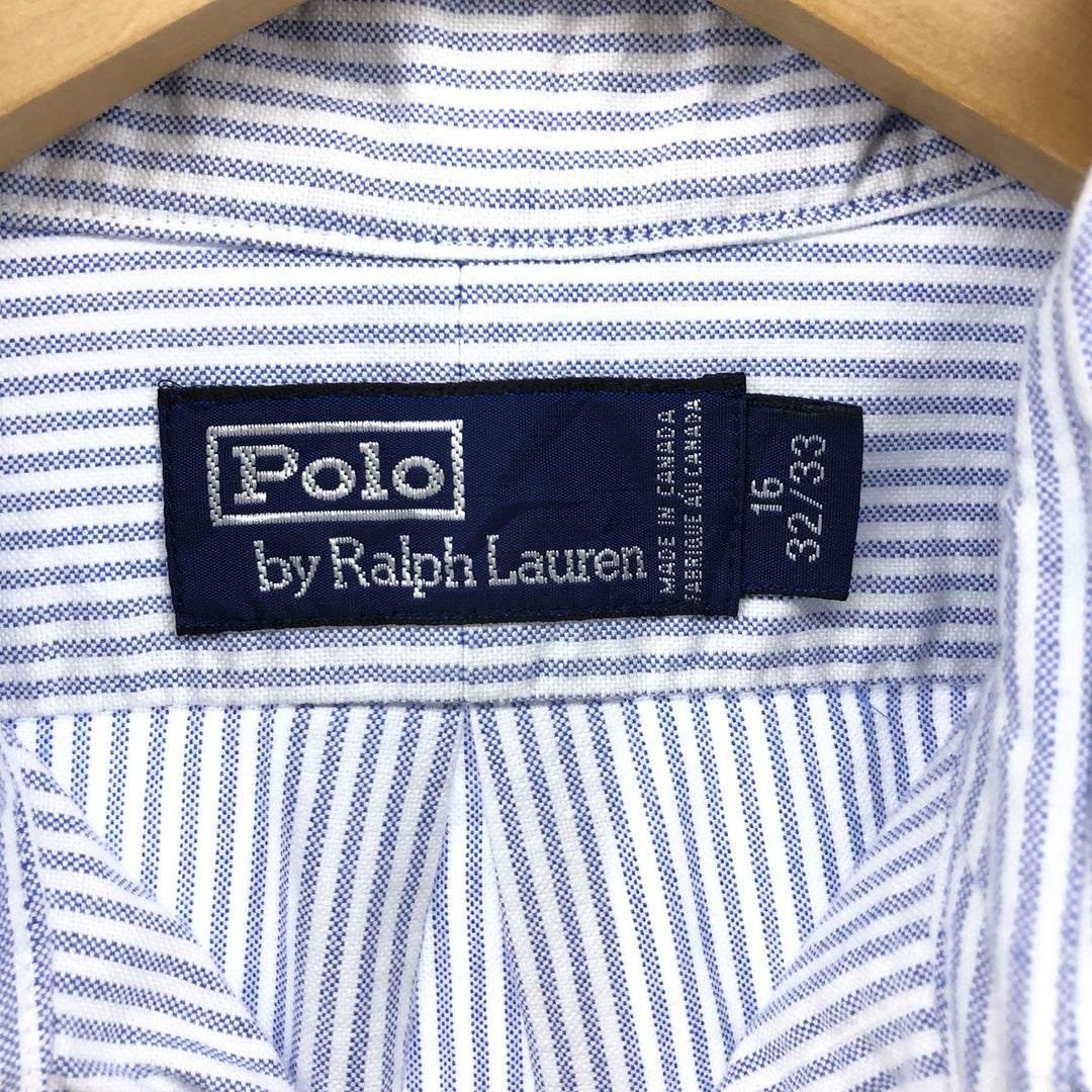 Ralph Lauren POLO by Ralph Lauren Long Sleeve Button-Down Striped Shirt Made in Canada Men's L cotton Blue type light blue Vintage Second Hand