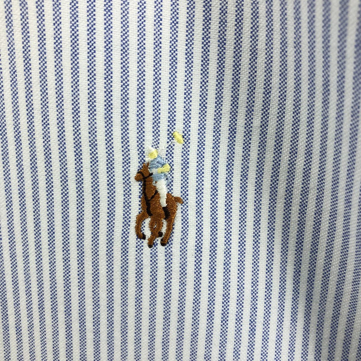 Ralph Lauren POLO by Ralph Lauren Long Sleeve Button-Down Striped Shirt Made in Canada Men's L cotton Blue type light blue Vintage Second Hand