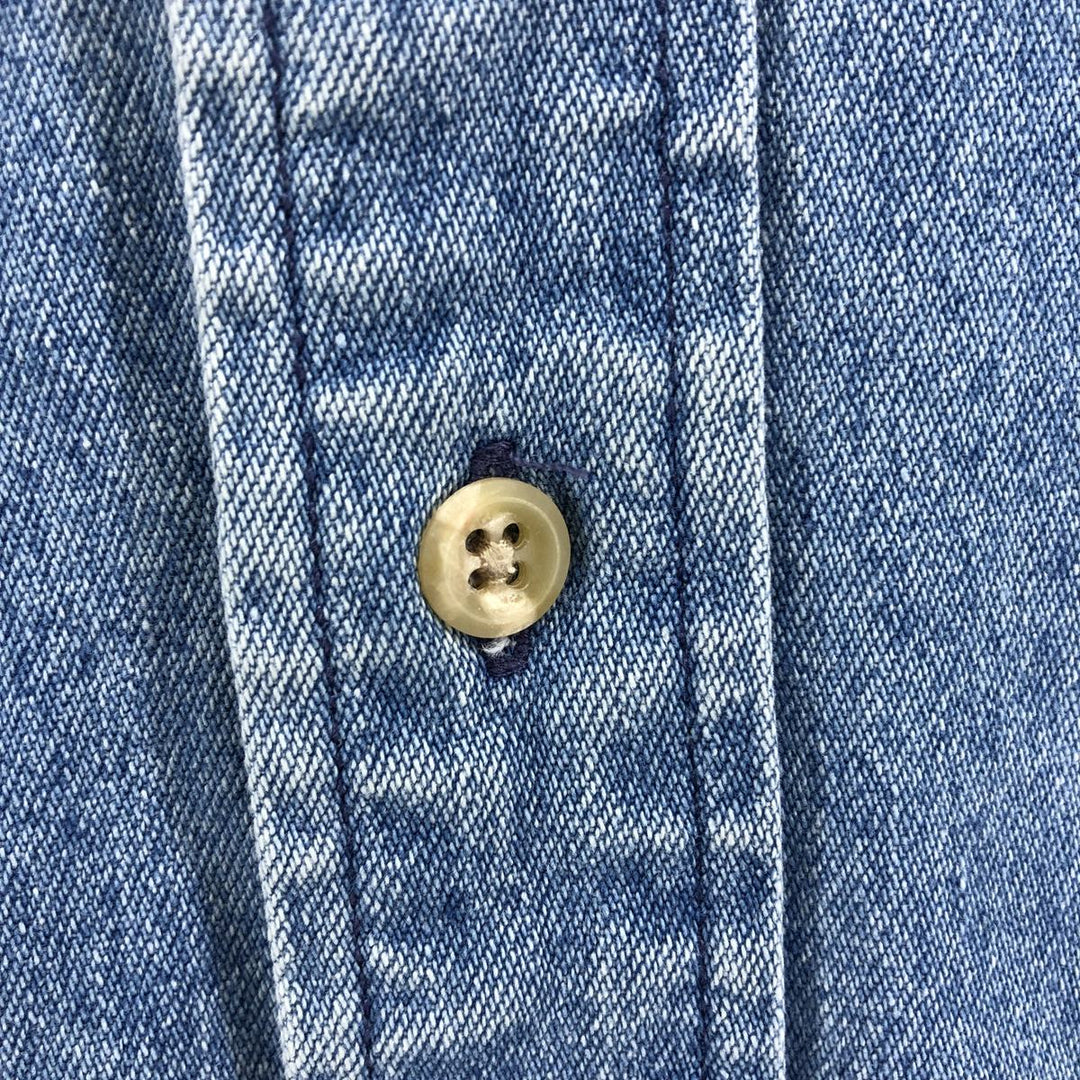 Vintage 90'S Tommy Hilfiger long-sleeved button-down denim shirt, size L, men's size L cotton blue type Vintage Second Hand