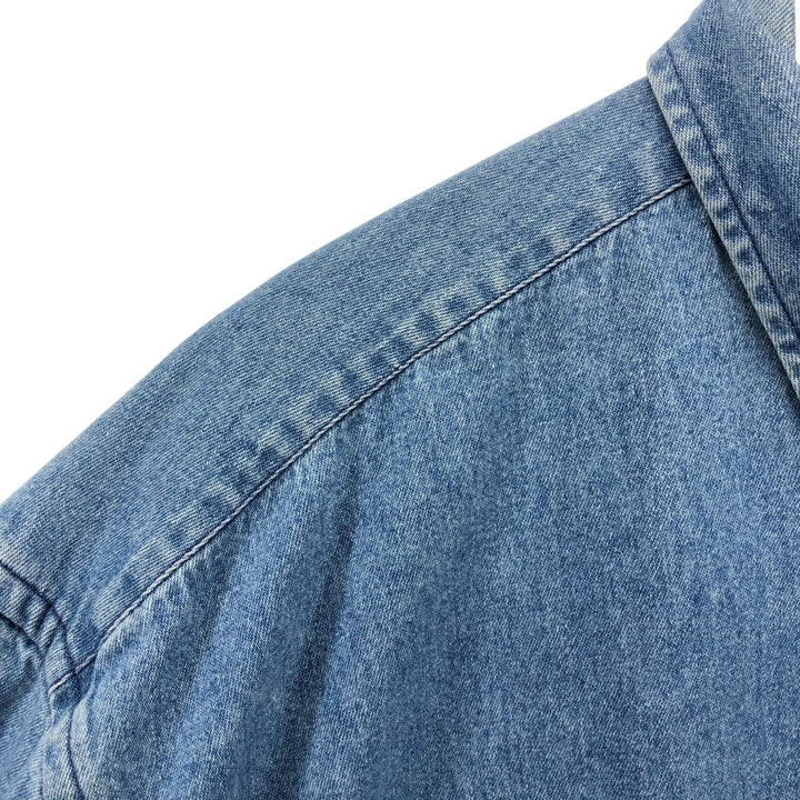 Vintage 90'S Tommy Hilfiger long-sleeved button-down denim shirt, size L, men's size L cotton blue type Vintage Second Hand