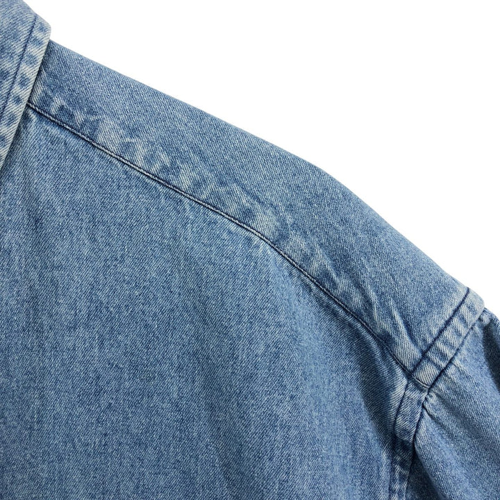 Vintage 90'S Tommy Hilfiger long-sleeved button-down denim shirt, size L, men's size L cotton blue type Vintage Second Hand