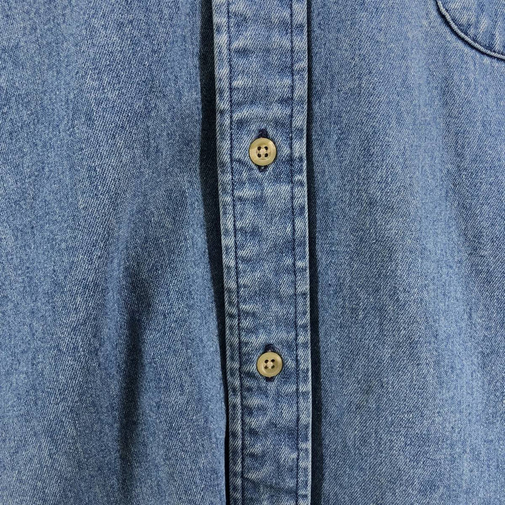 Vintage 90'S Tommy Hilfiger long-sleeved button-down denim shirt, size L, men's size L cotton blue type Vintage Second Hand