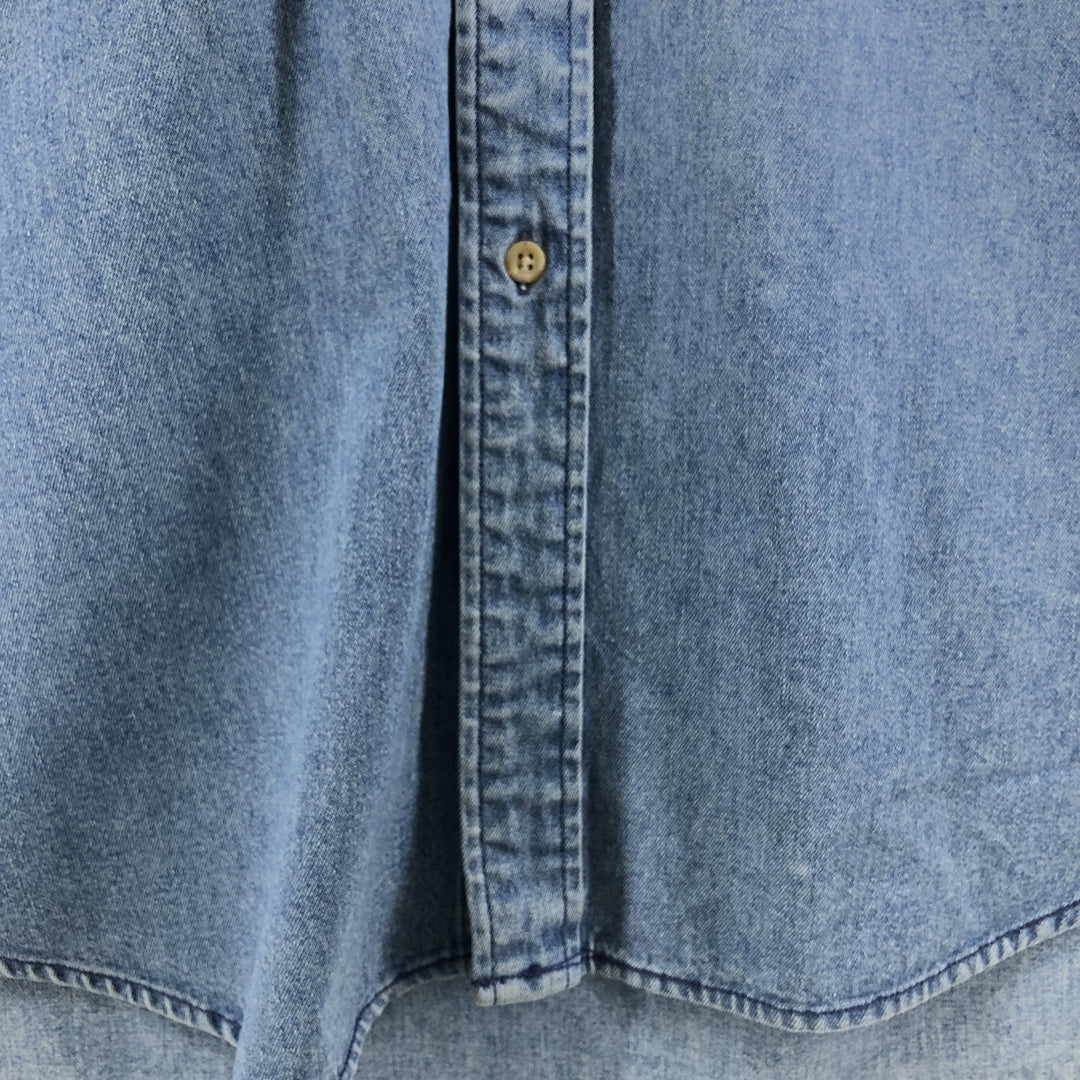 Vintage 90'S Tommy Hilfiger long-sleeved button-down denim shirt, size L, men's size L cotton blue type Vintage Second Hand