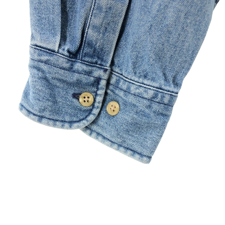 Vintage 90'S Tommy Hilfiger long-sleeved button-down denim shirt, size L, men's size L cotton blue type Vintage Second Hand