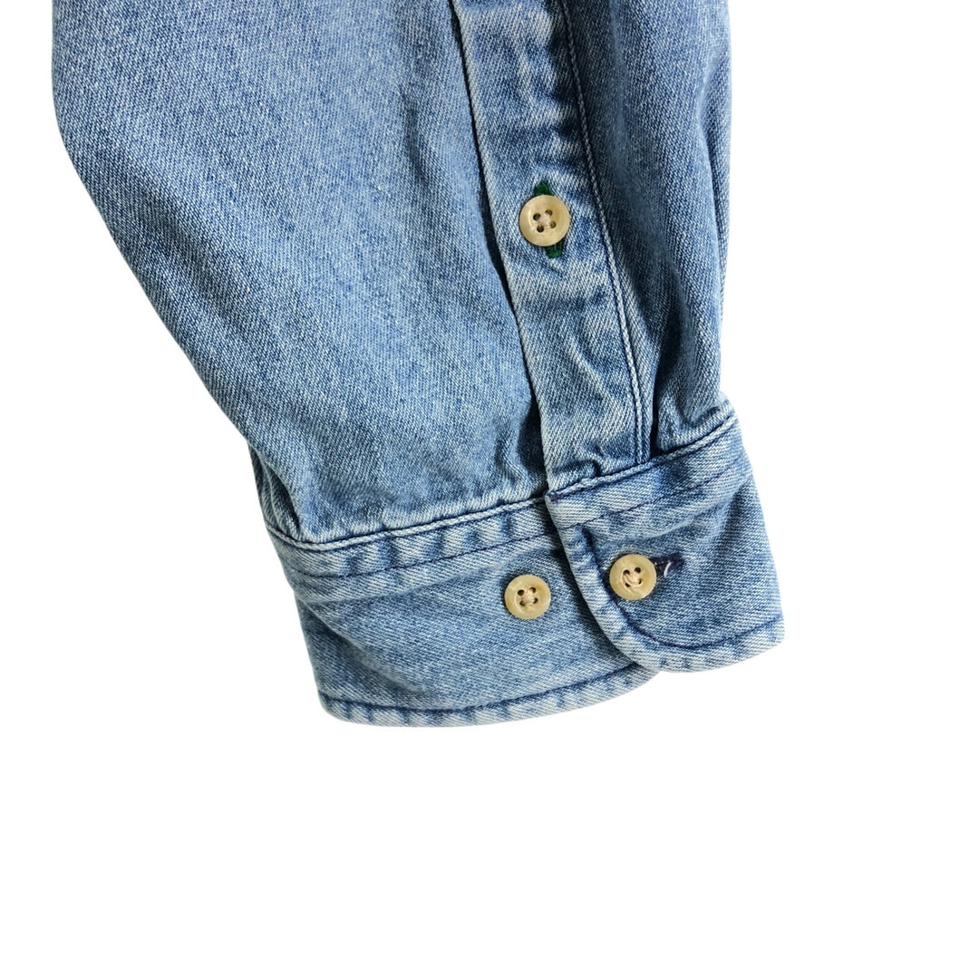 Vintage 90'S Tommy Hilfiger long-sleeved button-down denim shirt, size L, men's size L cotton blue type Vintage Second Hand