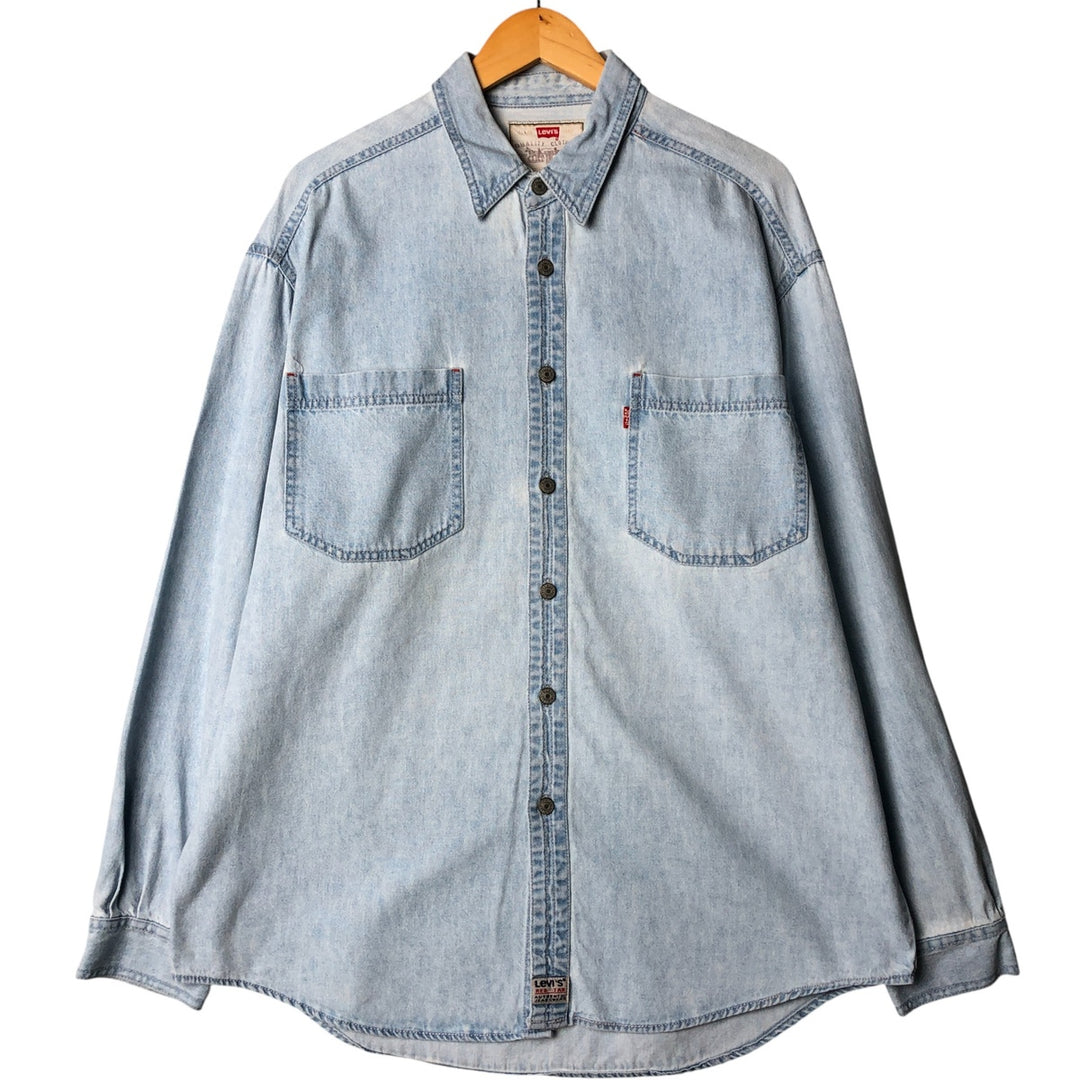 90'S Levi's Long Sleeve Denim Shirt, Men's Size L, Vintage cotton Blue type light blue Vintage Second Hand