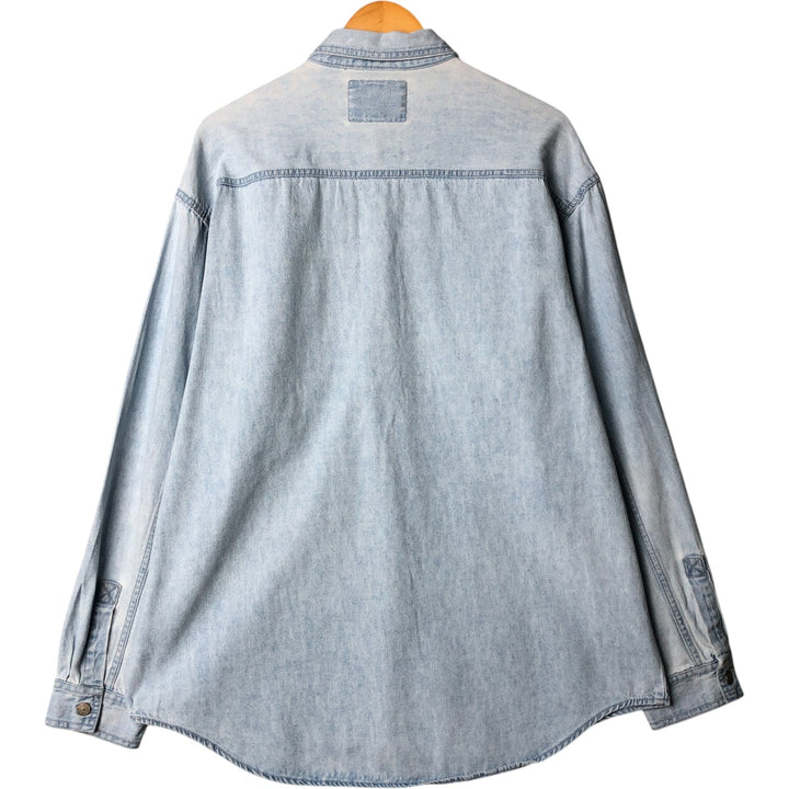 90'S Levi's Long Sleeve Denim Shirt, Men's Size L, Vintage cotton Blue type light blue Vintage Second Hand