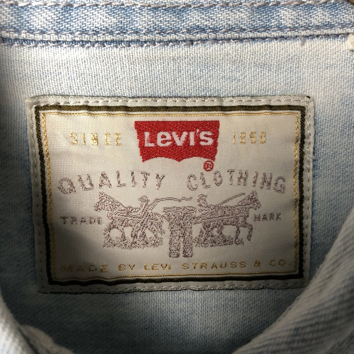 90'S Levi's Long Sleeve Denim Shirt, Men's Size L, Vintage cotton Blue type light blue Vintage Second Hand