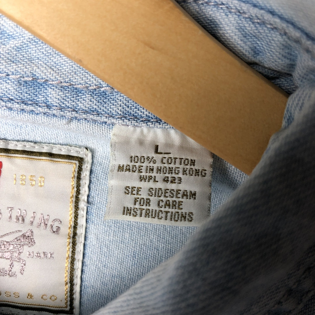 90'S Levi's Long Sleeve Denim Shirt, Men's Size L, Vintage cotton Blue type light blue Vintage Second Hand
