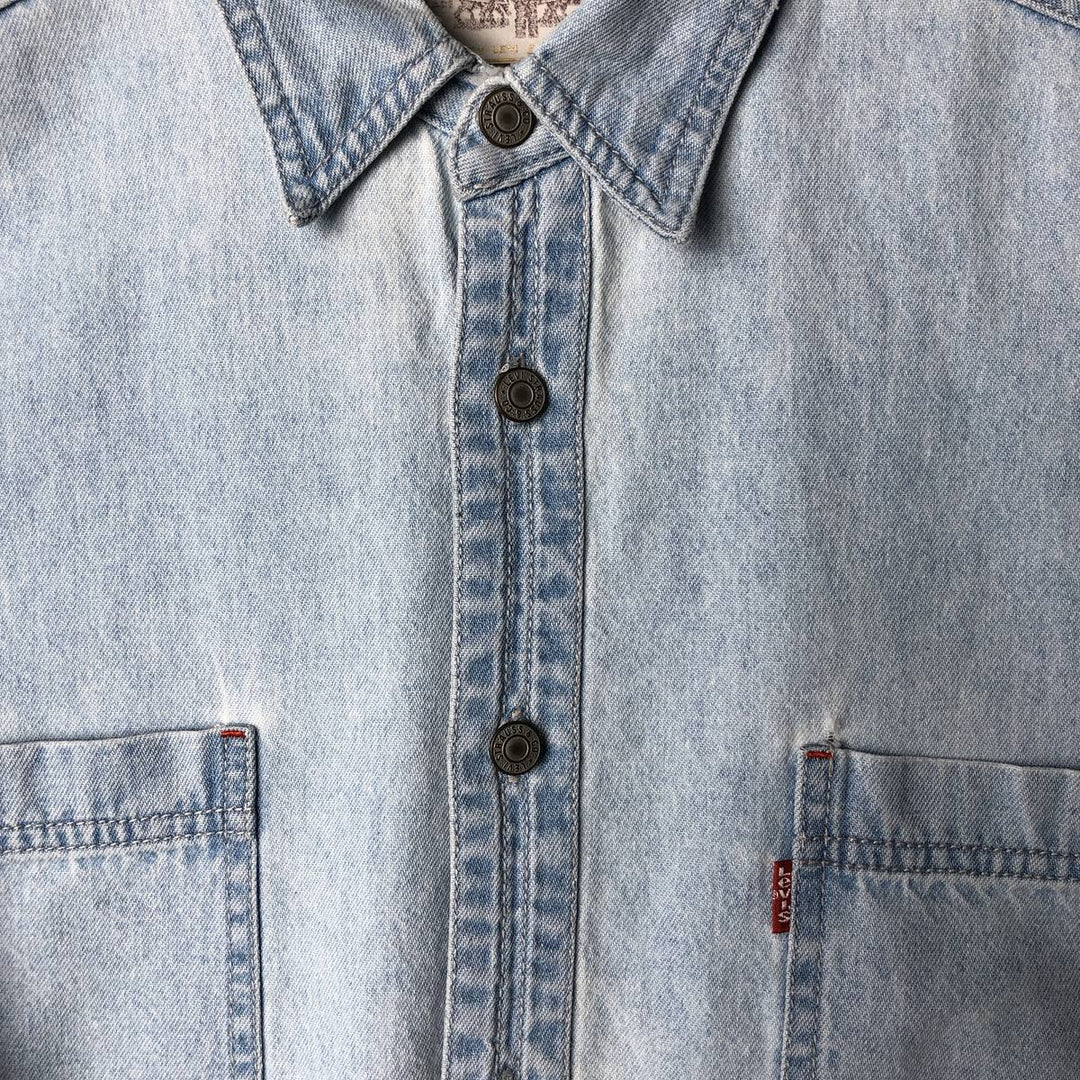 90'S Levi's Long Sleeve Denim Shirt, Men's Size L, Vintage cotton Blue type light blue Vintage Second Hand