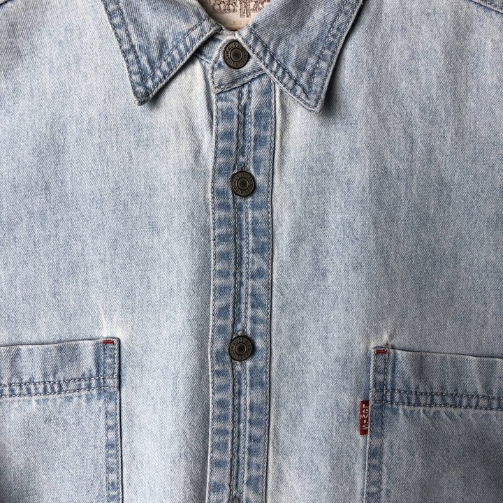 90'S Levi's Long Sleeve Denim Shirt, Men's Size L, Vintage cotton Blue type light blue Vintage Second Hand