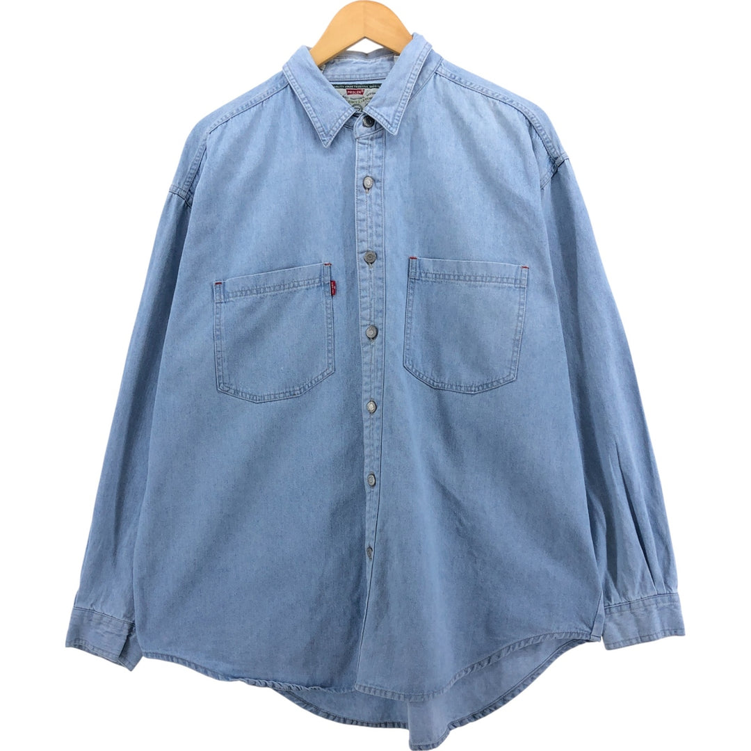 PROLEN Long Sleeve Denim Shirt, Men's Size L cotton Blue type light blue Vintage Second Hand