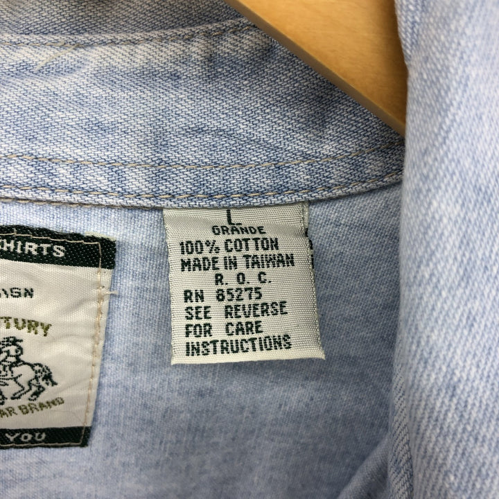 PROLEN Long Sleeve Denim Shirt, Men's Size L cotton Blue type light blue Vintage Second Hand