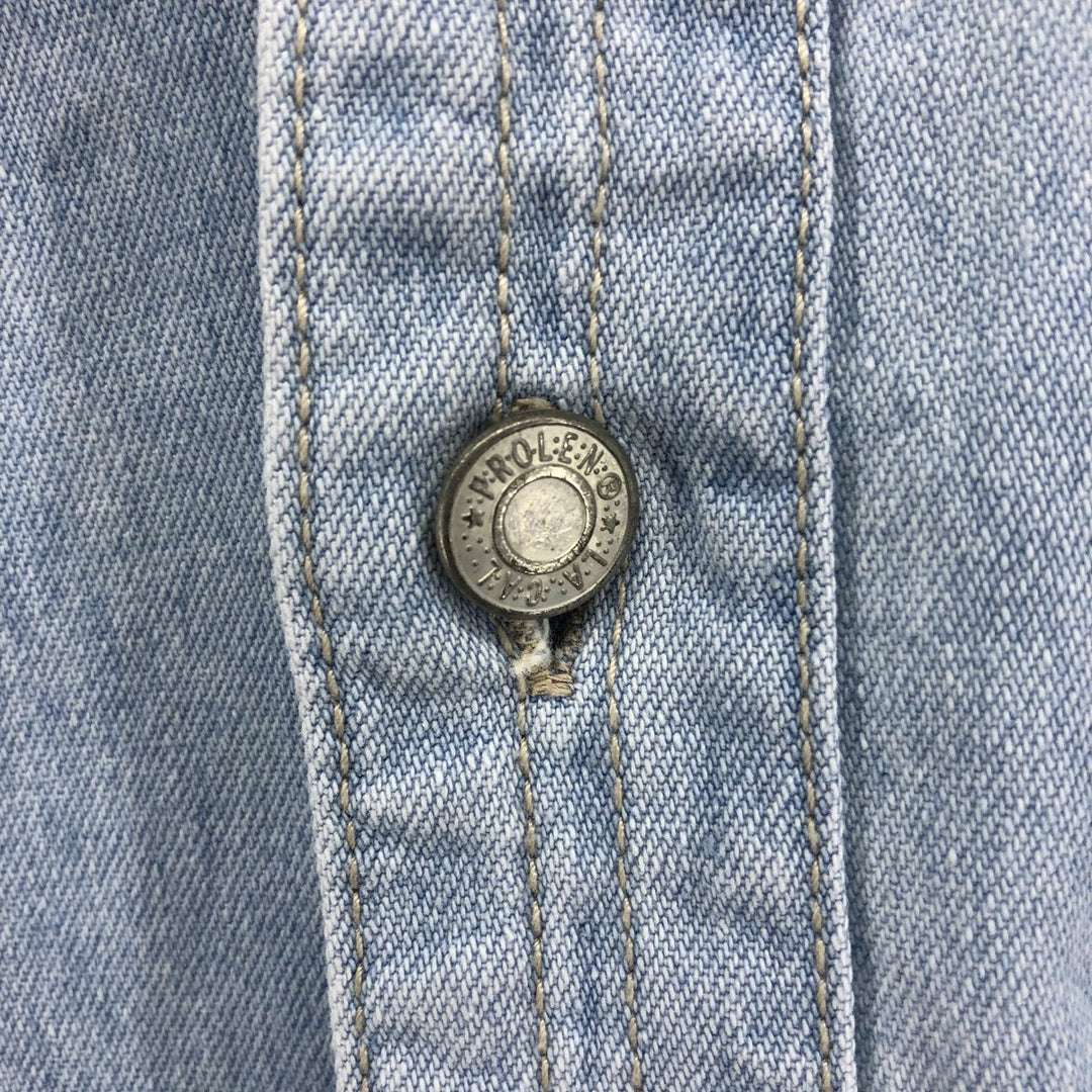 PROLEN Long Sleeve Denim Shirt, Men's Size L cotton Blue type light blue Vintage Second Hand