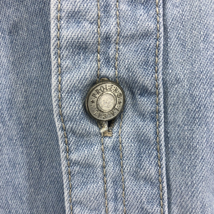 PROLEN Long Sleeve Denim Shirt, Men's Size L cotton Blue type light blue Vintage Second Hand