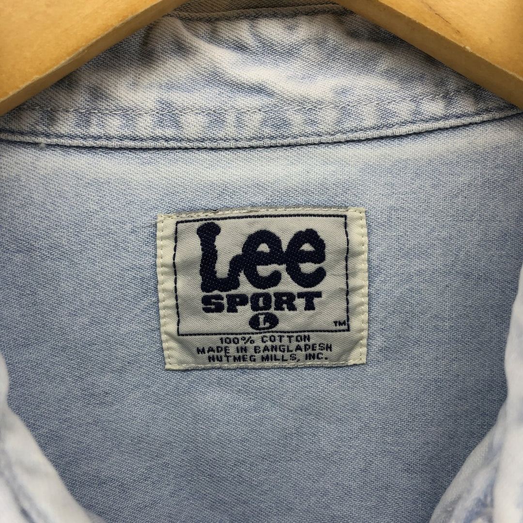 Vintage 1990'S Lee Sport University of Michigan Rose Bowl 1998 Long Sleeve Button-Down Denim Shirt, Men's Size Large cotton Blue type light blue Vintage Second Hand