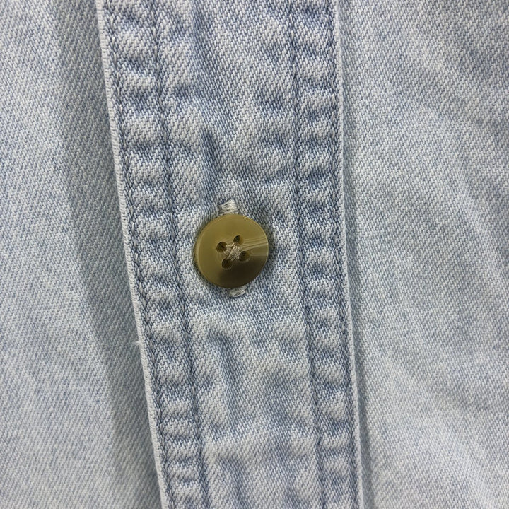 Vintage 1990'S Lee Sport University of Michigan Rose Bowl 1998 Long Sleeve Button-Down Denim Shirt, Men's Size Large cotton Blue type light blue Vintage Second Hand