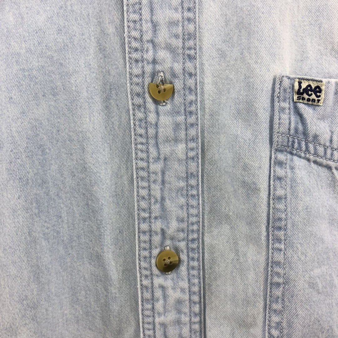 Vintage 1990'S Lee Sport University of Michigan Rose Bowl 1998 Long Sleeve Button-Down Denim Shirt, Men's Size Large cotton Blue type light blue Vintage Second Hand