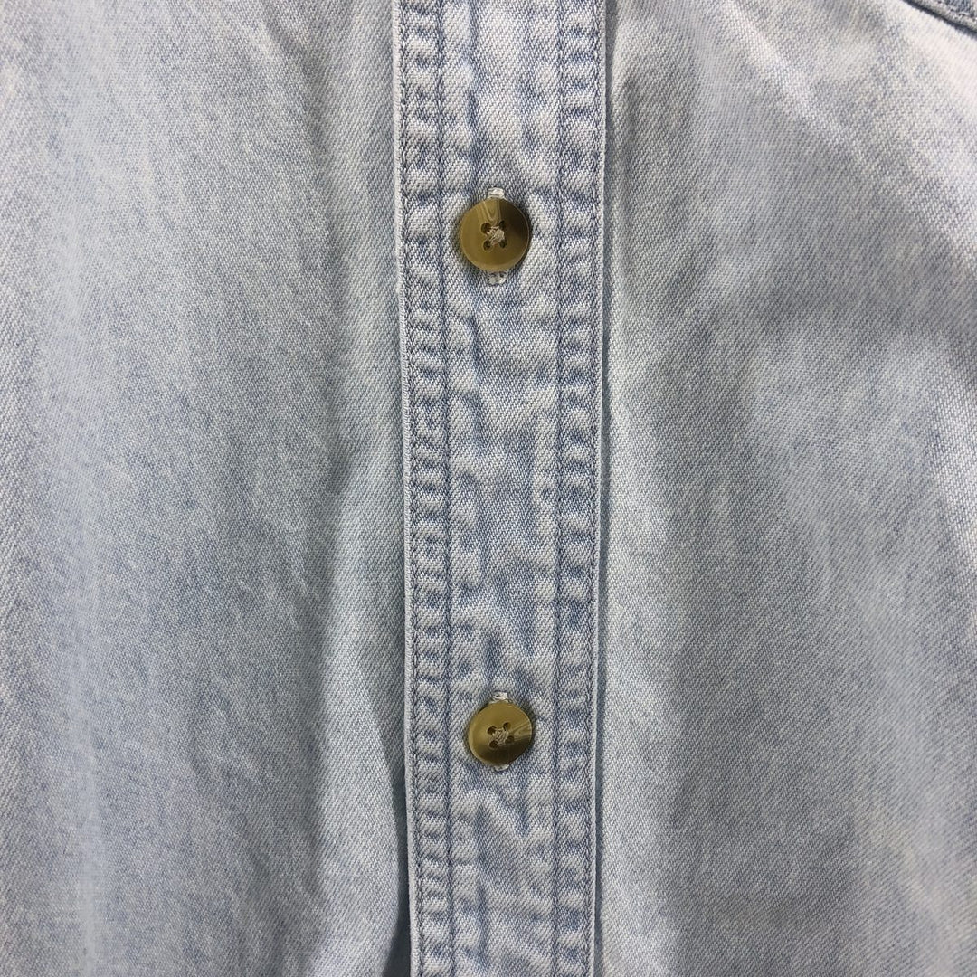 Vintage 1990'S Lee Sport University of Michigan Rose Bowl 1998 Long Sleeve Button-Down Denim Shirt, Men's Size Large cotton Blue type light blue Vintage Second Hand