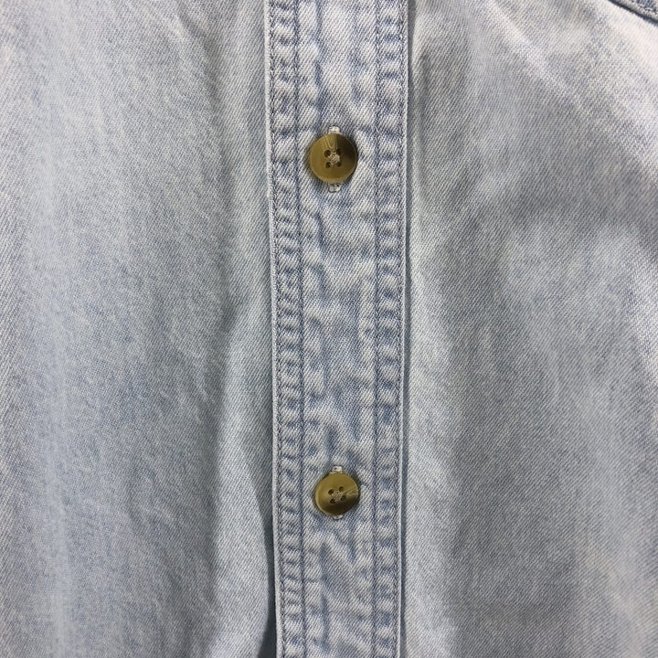 Vintage 1990'S Lee Sport University of Michigan Rose Bowl 1998 Long Sleeve Button-Down Denim Shirt, Men's Size Large cotton Blue type light blue Vintage Second Hand