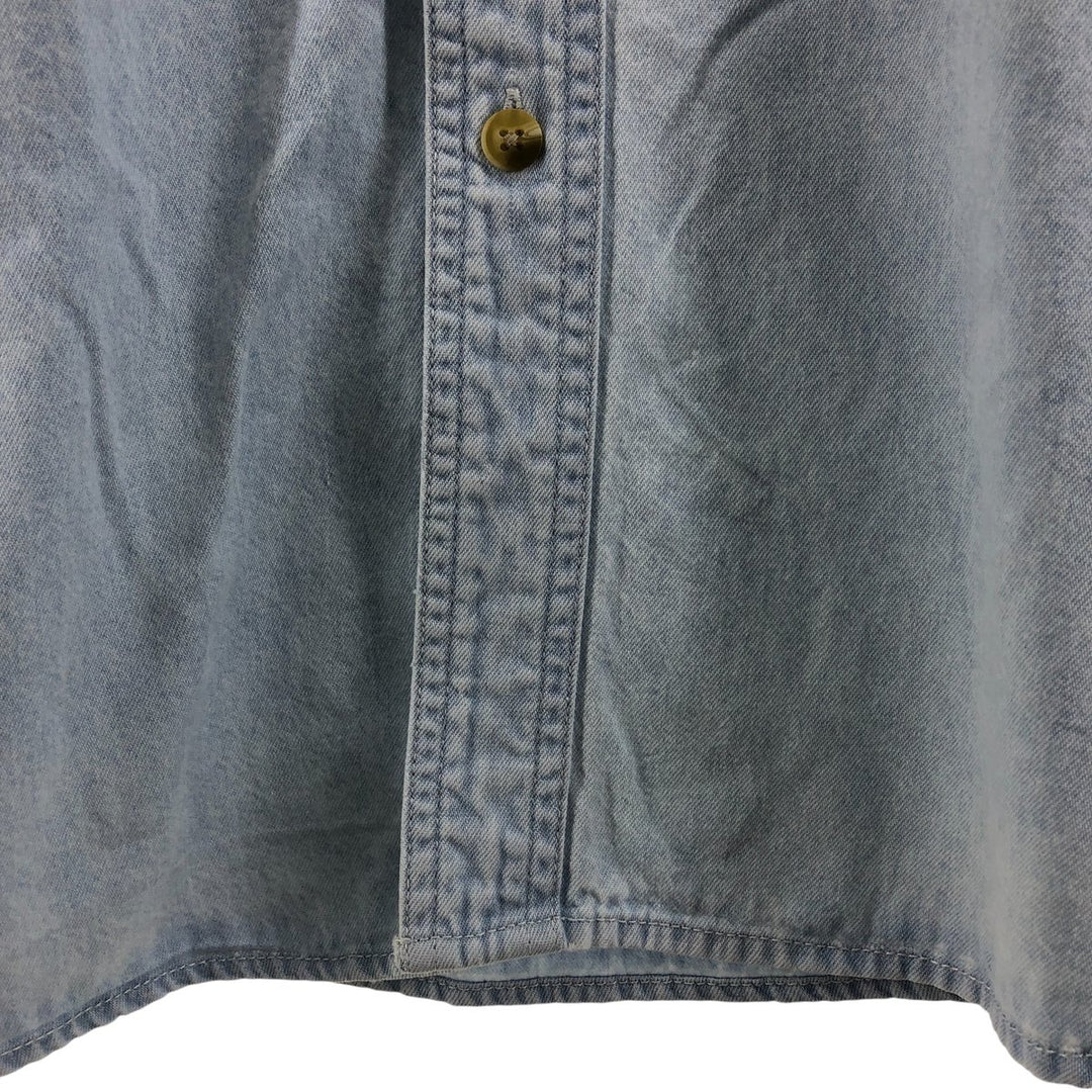 Vintage 1990'S Lee Sport University of Michigan Rose Bowl 1998 Long Sleeve Button-Down Denim Shirt, Men's Size Large cotton Blue type light blue Vintage Second Hand