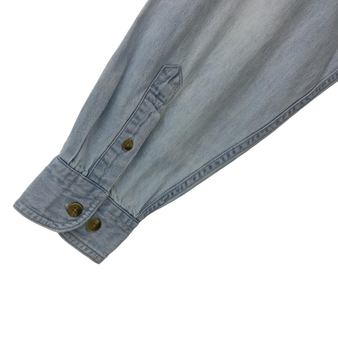Vintage 1990'S Lee Sport University of Michigan Rose Bowl 1998 Long Sleeve Button-Down Denim Shirt, Men's Size Large cotton Blue type light blue Vintage Second Hand