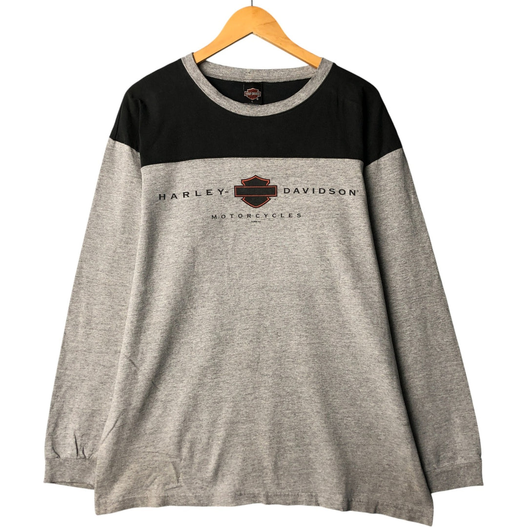 Harley-Davidson Long Sleeve T-Shirt Made in USA Men's Size L cotton gray type Vintage Second Hand