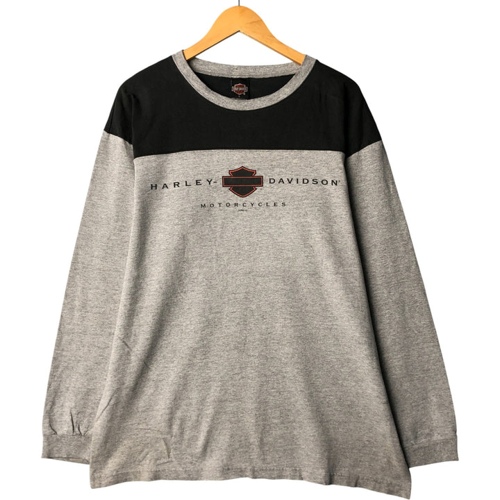 Harley-Davidson Long Sleeve T-Shirt Made in USA Men's Size L cotton gray type Vintage Second Hand