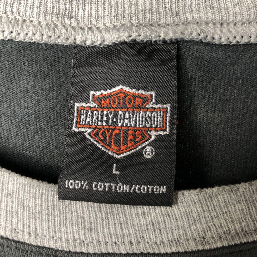 Harley-Davidson Long Sleeve T-Shirt Made in USA Men's Size L cotton gray type Vintage Second Hand