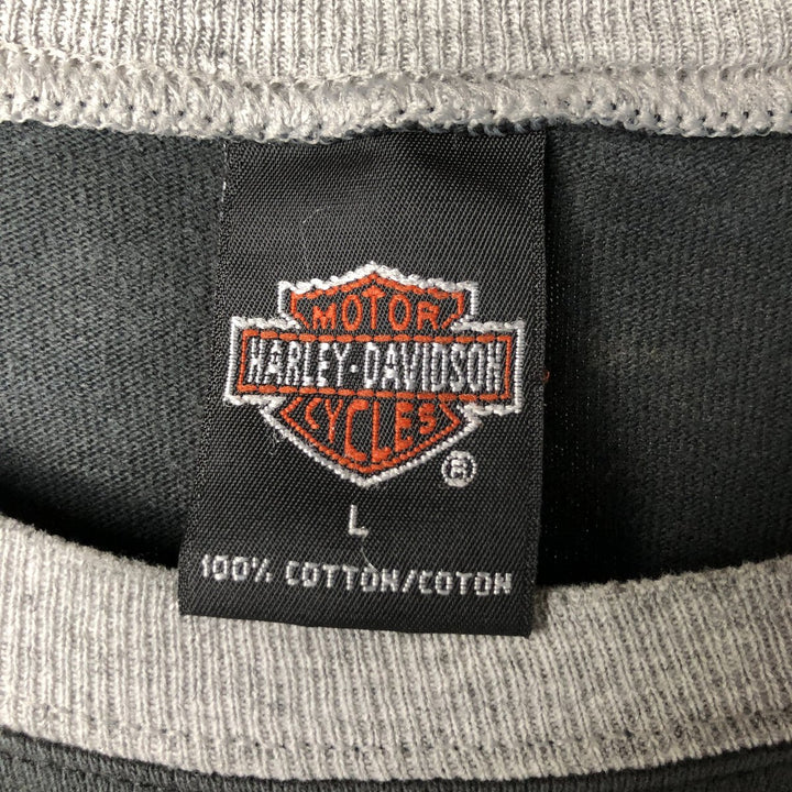Harley-Davidson Long Sleeve T-Shirt Made in USA Men's Size L cotton gray type Vintage Second Hand