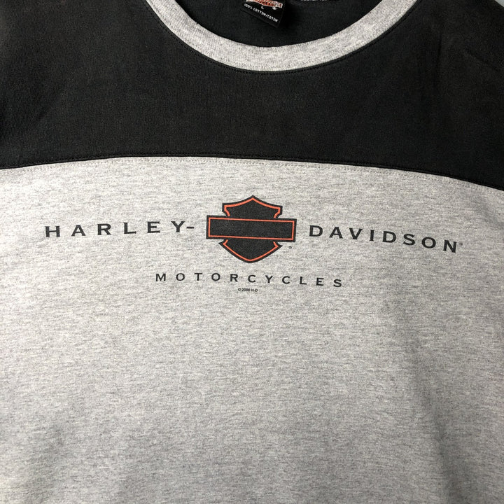 Harley-Davidson Long Sleeve T-Shirt Made in USA Men's Size L cotton gray type Vintage Second Hand