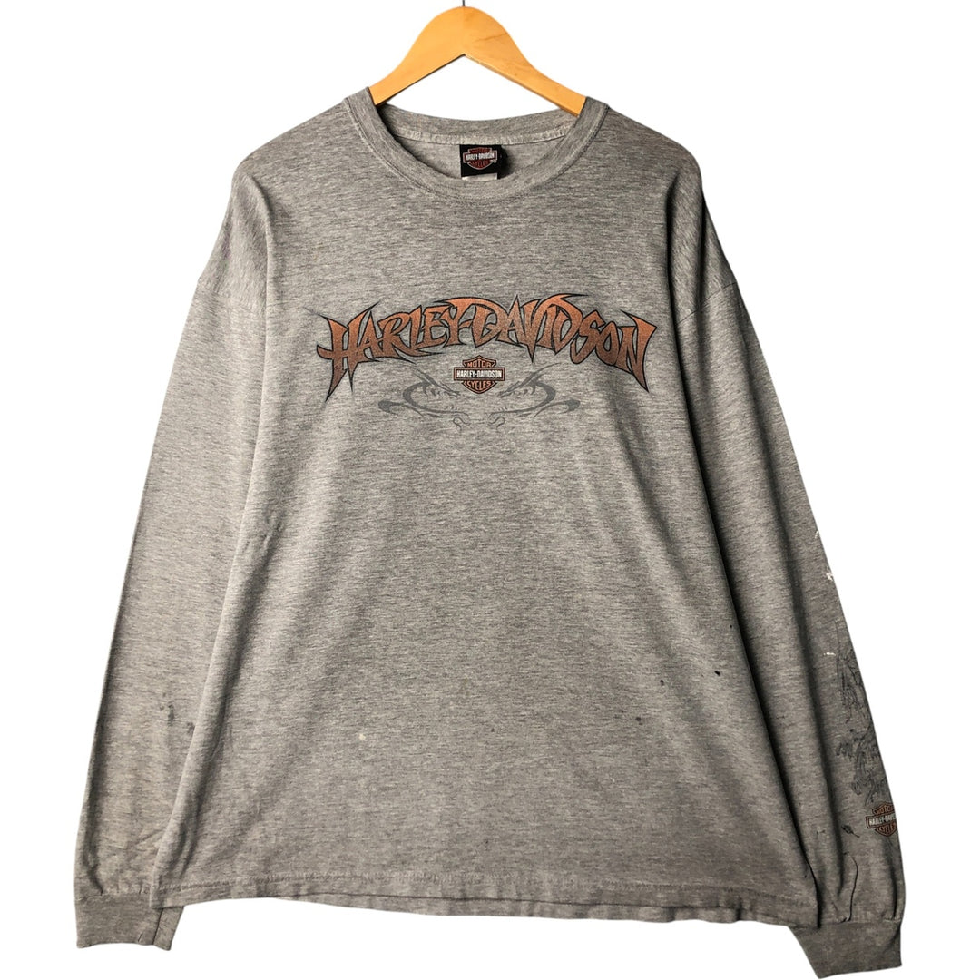 00'S Harley-Davidson Dragon Pattern Long T-shirt Made in USA Men's XL cotton gray type Vintage Second Hand